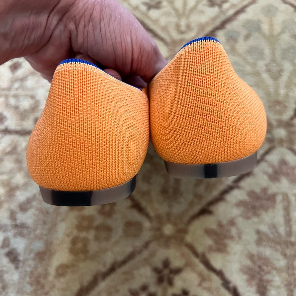 NWOT/Rothy's Women’s Pointed Toe Flats Tangerine Orange Washable Fabric - Picture 5 of 12